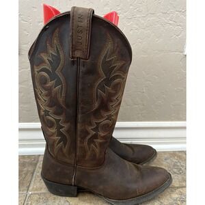 Justin Men's Leather Western Cowboy Boots Brown 2551 - Men's 9D